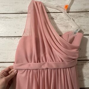 David's Bridal Blush One Shoulder Gown